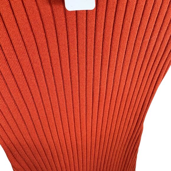 Arach & Cloz NWT Burnt Orange Long Sleeve V-Neck Ribbed Knit Midi Dress Size S - Picture 4 of 7